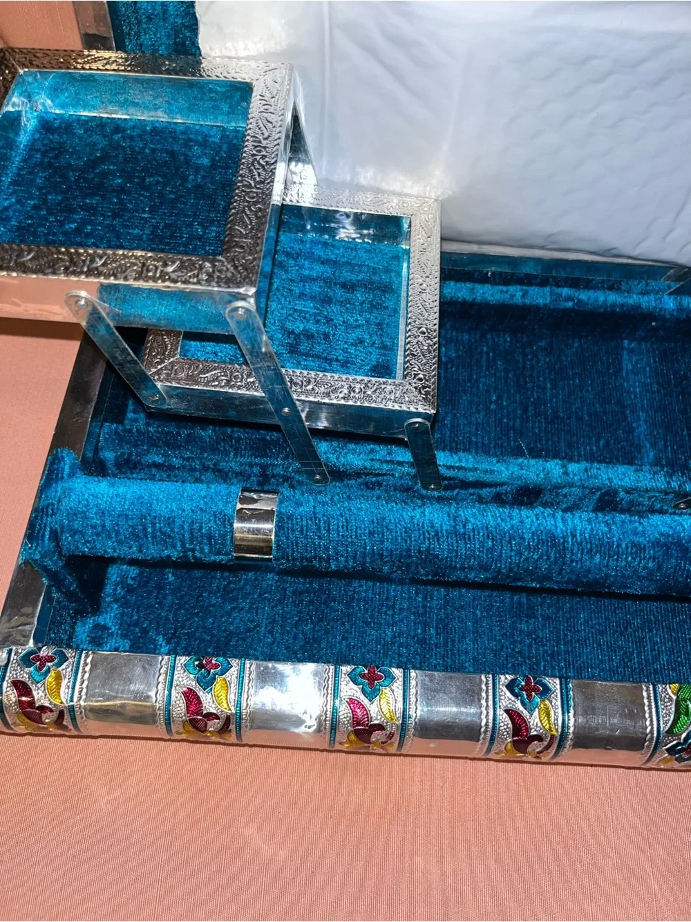 Handpainted Peacock Decorative Metal Box - Multicolor
